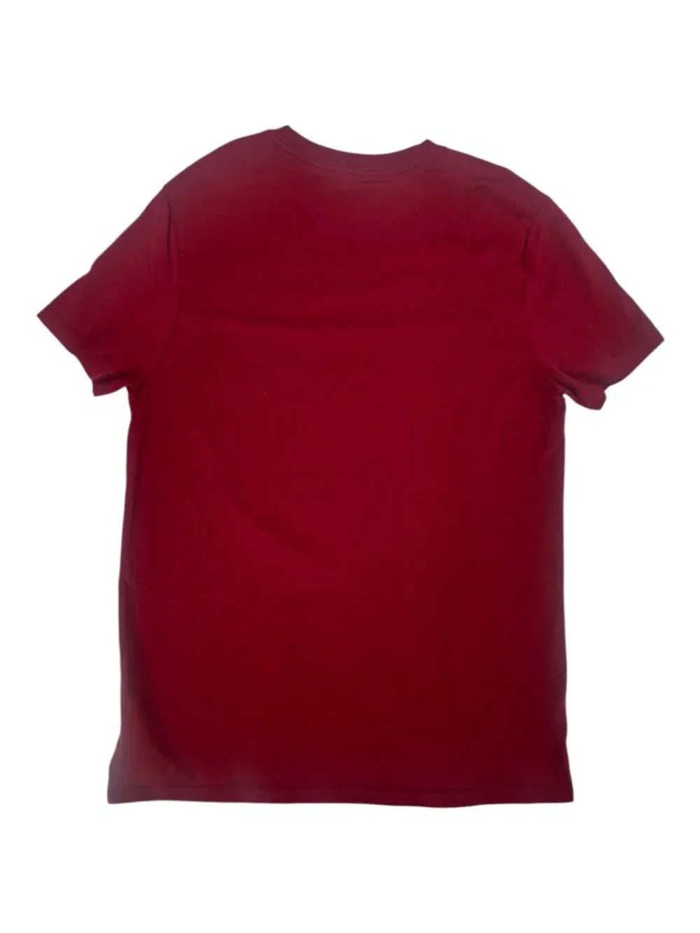 Tommy Hilfiger Men's T Shirt Small Burgundy Stripe Logo Cotton Casual Crewneck